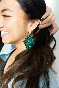 Palm Earrings - Dark Green