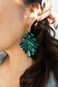 Palm Earrings - Dark Green