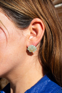 Seashell Studs - Seafoam Pearl