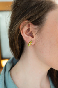 Leaf Studs - Fern Green