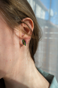 Leaf Studs - Dark Green