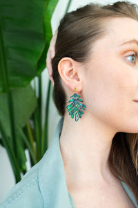 Petite Palm Earrings - Dark Green