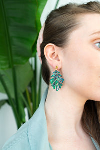 Petite Palm Earrings - Dark Green