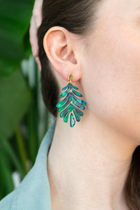 Petite Palm Earrings - Dark Green