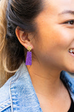 Load image into Gallery viewer, Mia Mini Earrings - Purple Glitter
