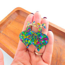 Load image into Gallery viewer, Vintage Ornament Earrings - Green Tinsel