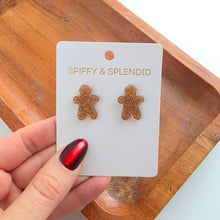 Load image into Gallery viewer, Gingerbread Man Studs - Brown Glitter