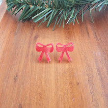 Load image into Gallery viewer, Bow Studs - Red Shimmer
