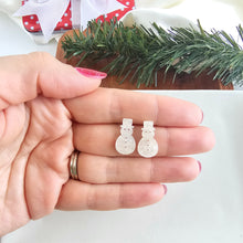 Load image into Gallery viewer, Snowman Studs - White Shimmer
