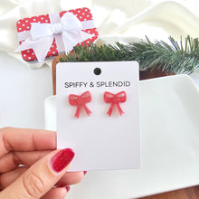 Load image into Gallery viewer, Bow Studs - Red Shimmer
