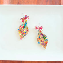 Load image into Gallery viewer, Vintage Ornament Earrings - Gold Tinsel