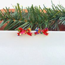 Load image into Gallery viewer, Noelle Bow Studs - Red Tinsel