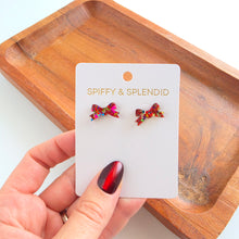 Load image into Gallery viewer, Noelle Bow Studs - Red Tinsel