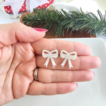 Load image into Gallery viewer, Bow Studs - White Shimmer
