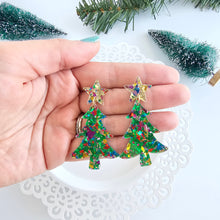 Load image into Gallery viewer, Christmas Tree Earrings - Green Sparkle
