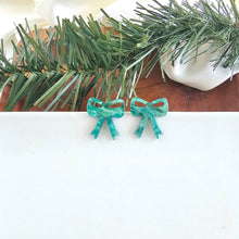 Load image into Gallery viewer, Bow Studs - Green Shimmer
