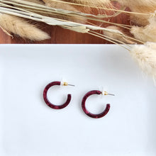 Load image into Gallery viewer, Cam Mini Hoops - Maroon
