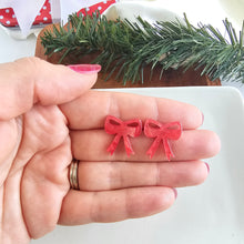 Load image into Gallery viewer, Bow Studs - Red Shimmer
