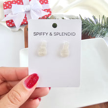 Load image into Gallery viewer, Snowman Studs - White Shimmer
