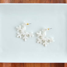 Load image into Gallery viewer, Snowflake Hoops - Cream
