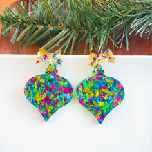 Load image into Gallery viewer, Vintage Ornament Earrings - Green Tinsel
