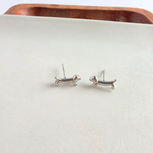 Load image into Gallery viewer, Luxe Dainty Dachshund Studs - Silver