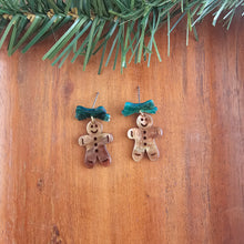 Load image into Gallery viewer, Bow Gingerbread Earrings - Green Shimmer
