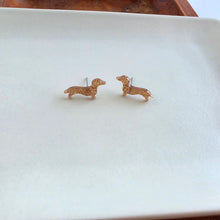 Load image into Gallery viewer, Dainty Dachshund Studs - Brown Glitter