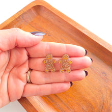 Load image into Gallery viewer, Gingerbread Man Studs - Brown Glitter