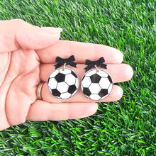 Load image into Gallery viewer, Bow Soccer Ball Earrings

