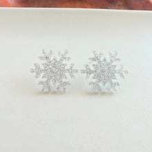 Load image into Gallery viewer, Snowflake Studs - Silver Glitter