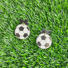 Load image into Gallery viewer, Bow Soccer Ball Earrings
