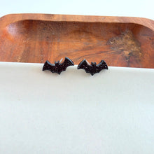 Load image into Gallery viewer, Bat Studs - Black Glitter