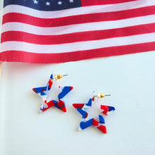 Load image into Gallery viewer, Mini Star Hoops - Red, White &amp; Blue