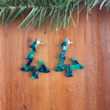 Load image into Gallery viewer, Christmas Tree Hoops - Dark Green

