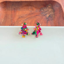Load image into Gallery viewer, Christmas Tree Studs - Pink Tinsel