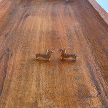 Load image into Gallery viewer, Dainty Dachshund Studs - Brown Glitter