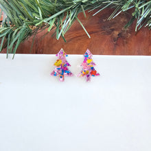 Load image into Gallery viewer, Christmas Tree Studs - Light Pink Sparkle
