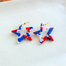 Load image into Gallery viewer, Mini Star Hoops - Red, White &amp; Blue