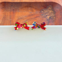 Load image into Gallery viewer, Noelle Bow Studs - Red Tinsel