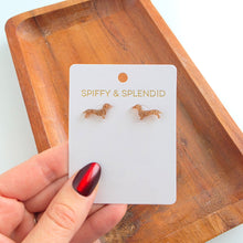 Load image into Gallery viewer, Dainty Dachshund Studs - Brown Glitter