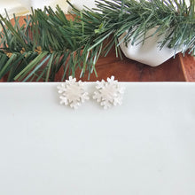 Load image into Gallery viewer, Snowflake Studs - White Shimmer
