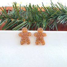 Load image into Gallery viewer, Gingerbread Man Studs - Brown Glitter