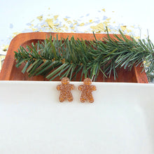 Load image into Gallery viewer, Gingerbread Man Studs - Brown Glitter