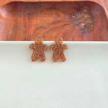 Load image into Gallery viewer, Gingerbread Man Studs - Brown Glitter
