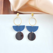 Load image into Gallery viewer, Wren Earrings - Navy &amp; Mahogany

