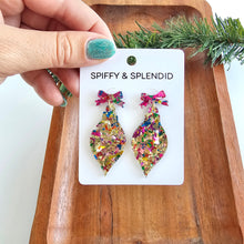 Load image into Gallery viewer, Christmas Ornament Earrings - Gold Sparkle
