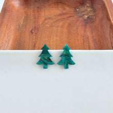 Load image into Gallery viewer, Christmas Tree Studs - Green Shimmer
