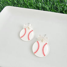 Load image into Gallery viewer, Bow Baseball Earrings
