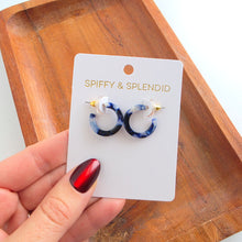 Load image into Gallery viewer, Micro Hoops - Midnight Marble